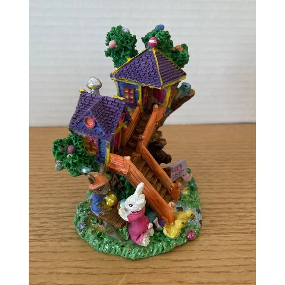 Vtg Jellybean Junction Easter Bunny Village Set 3 Tree Accessories Rabbits 2005 - Picture 3 of 9